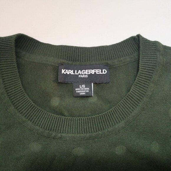 Karl Lagerfeld Ladies Size Large Dark Green Lightweight Sweater - Picture 3 of 9